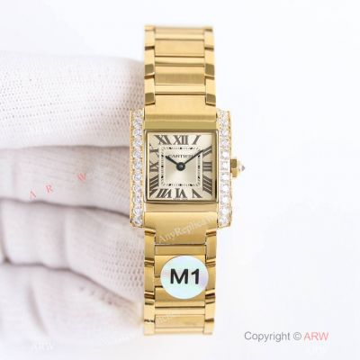 New Cartier Watch - Swiss Cartier Tank Francaise Quartz Watch Yellow Gold Diamond-set